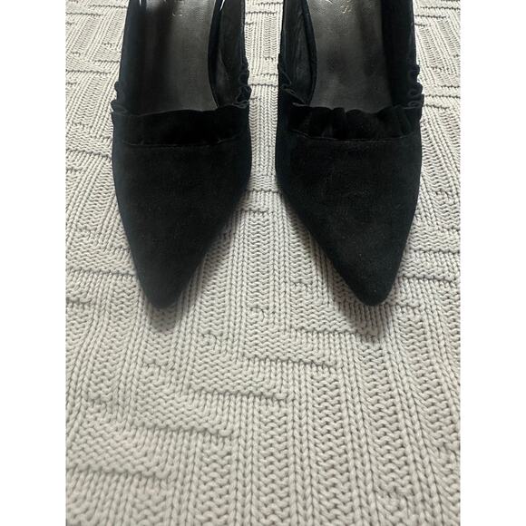 Talbots black suede ruffle sling back heels size 7 - Picture 6 of 10